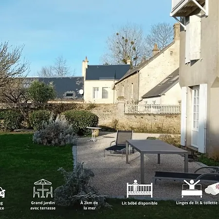 Дом отдыха Maison Spacieuse Grand Jardin Clos Belle Terrasse Amenagee Parling 2 Kms Plage D'arromanches Proche Bayeux Et Plages Du Debarquement Траси-сюр-Мер